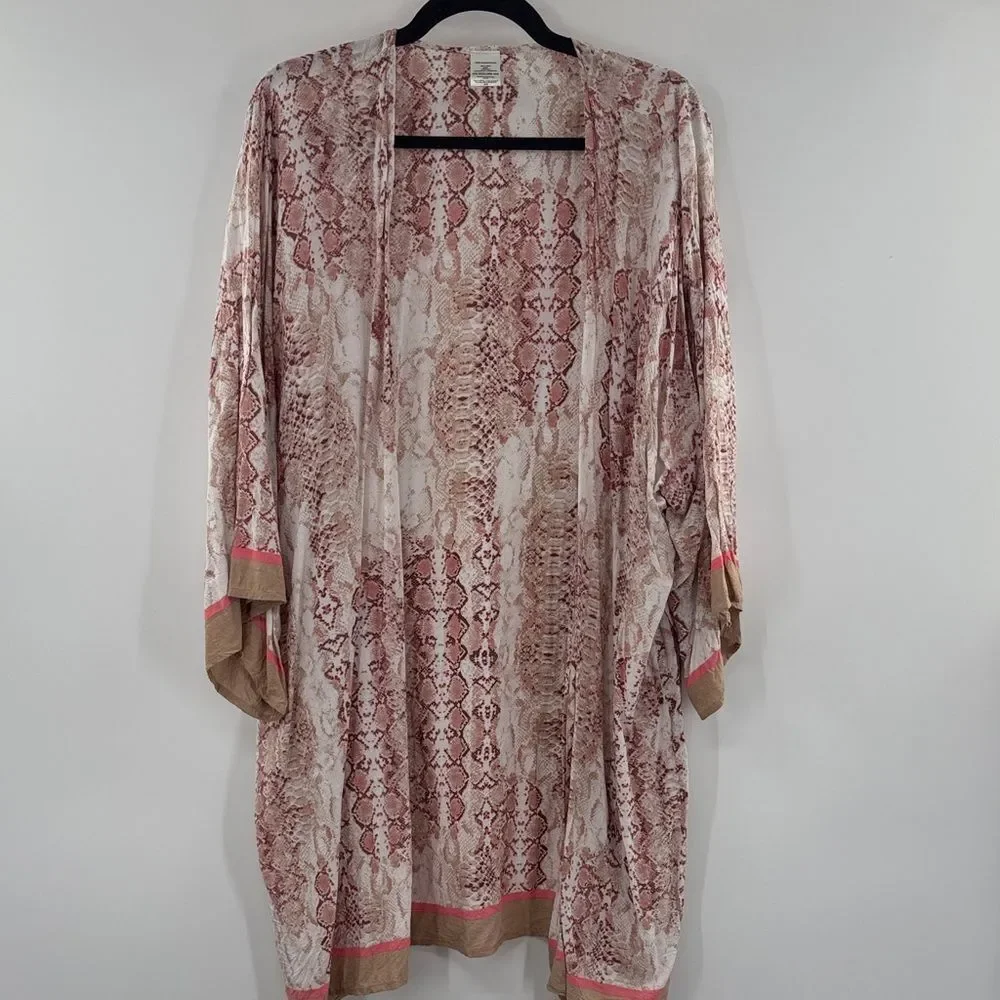 3For$20 Pink and Tan Snake Print Kimono size XXL